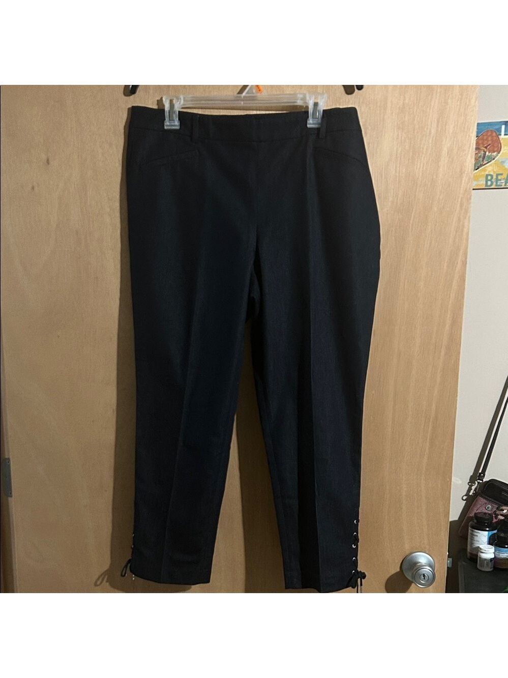 NWT Talbots Black Pants with Lace-Up Detail on cuffs